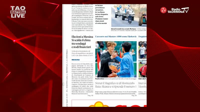 Rassegna stampa 13.04.26. "Elezioni a Messina, sondaggi e conti accendono il dibattito: Basile sopra il 54%"