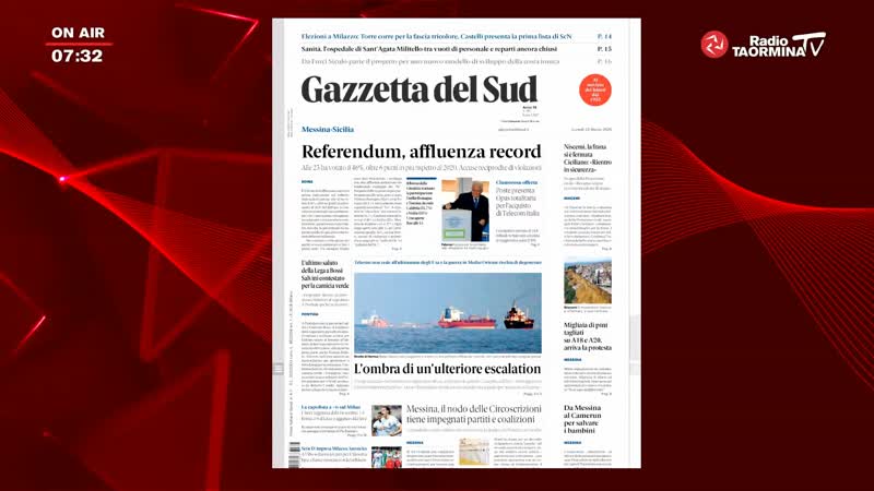La rassegna stampa di lunedì 23 marzo. Referedum con affluenza record ed il rientro della Frana di Niscemi