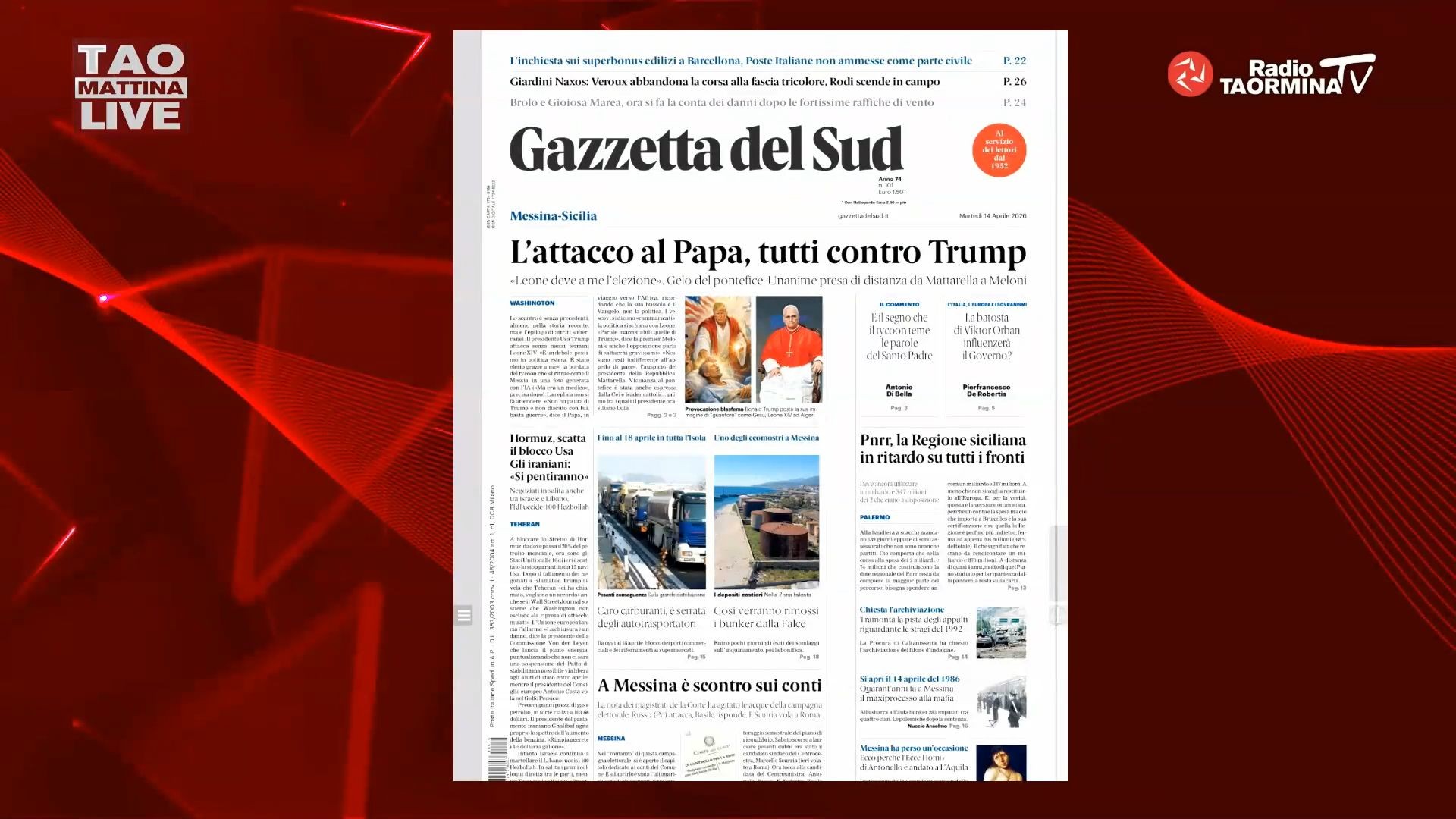 Rassegna 14/04/26. "Elezioni a Messina, tensioni sul piano di riequilibrio finanziario"