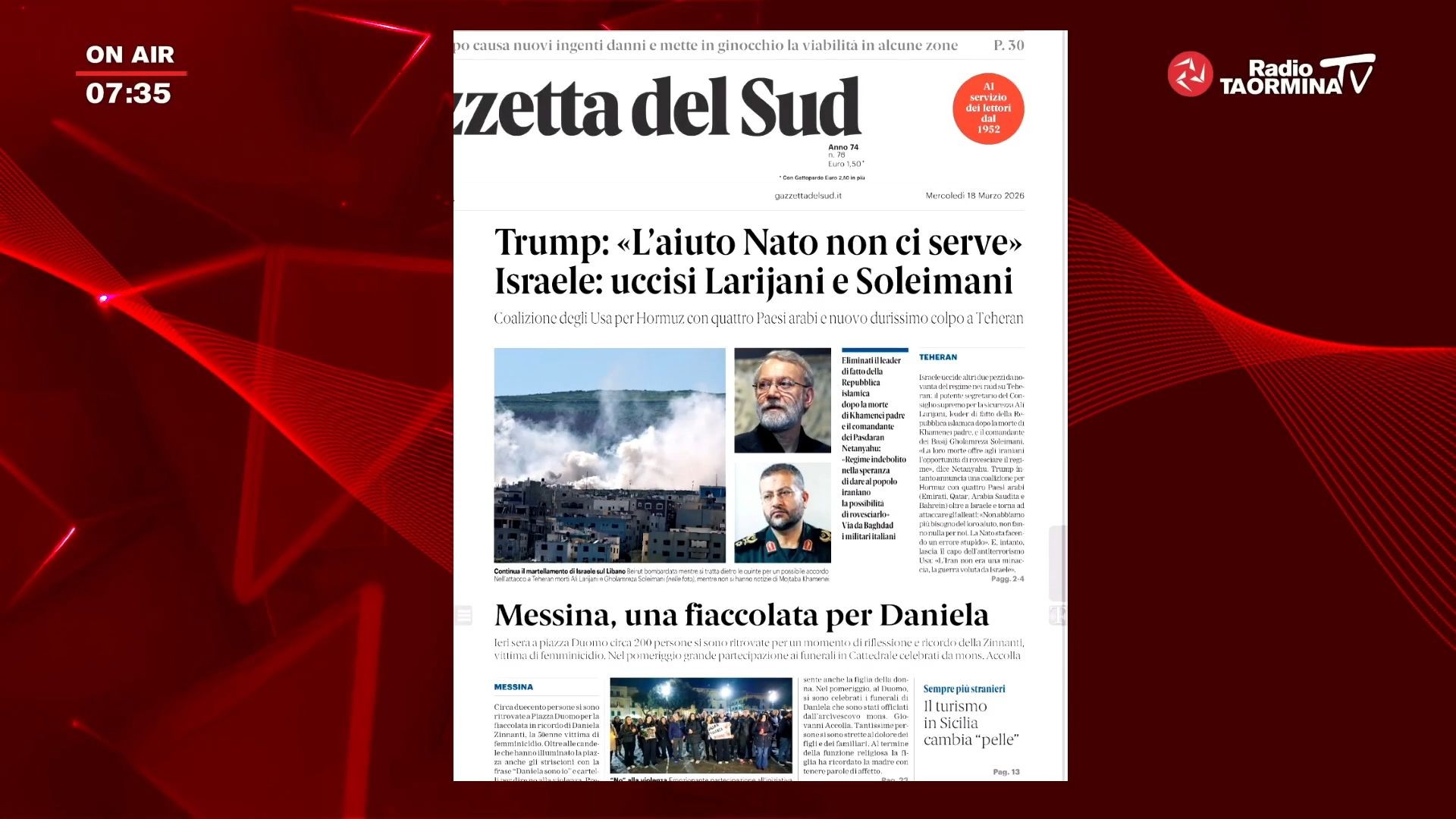 VIDEO Rassegna stampa del 18 marzo. Messina, i funerali e la fiaccolata per Daniela. I danni del maltempo