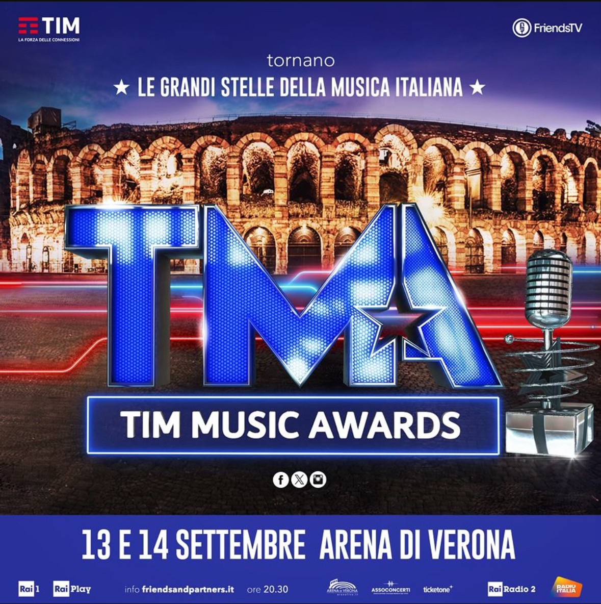 Tornano i TIM Music Awards live dall’Arena di Verona il 13 e 14 settembre!